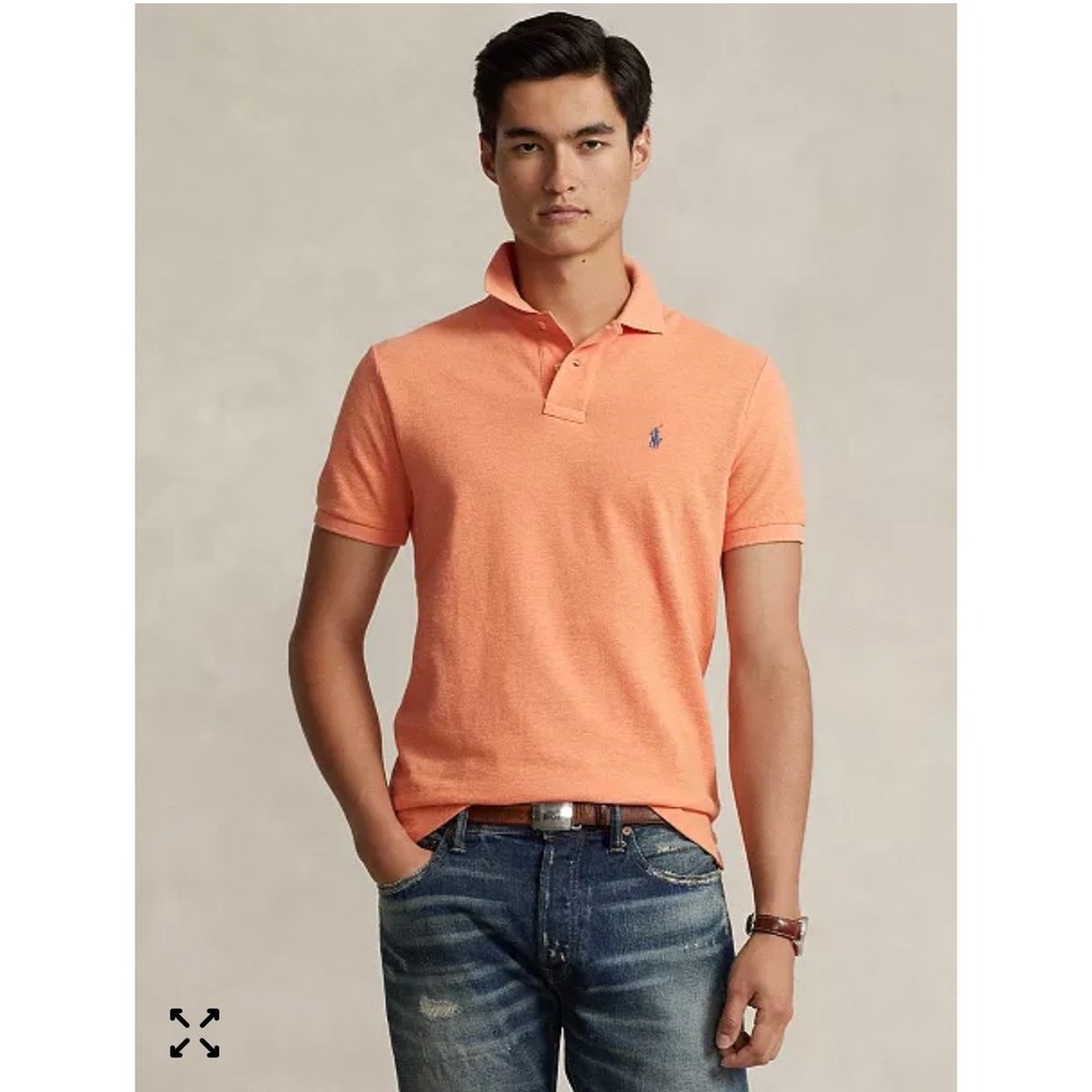 Polo Ralph Lauren Mens Orange Short Sleeve Cotton Polo Shirt Size L‎